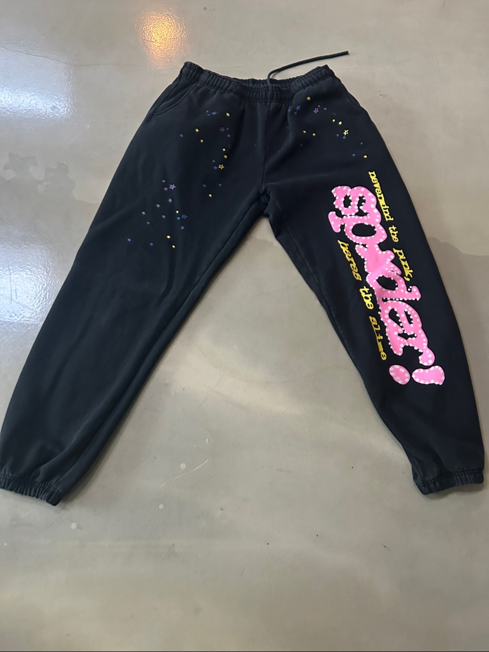 Sp5der Black Joggers with Pink Spider Sweatpants